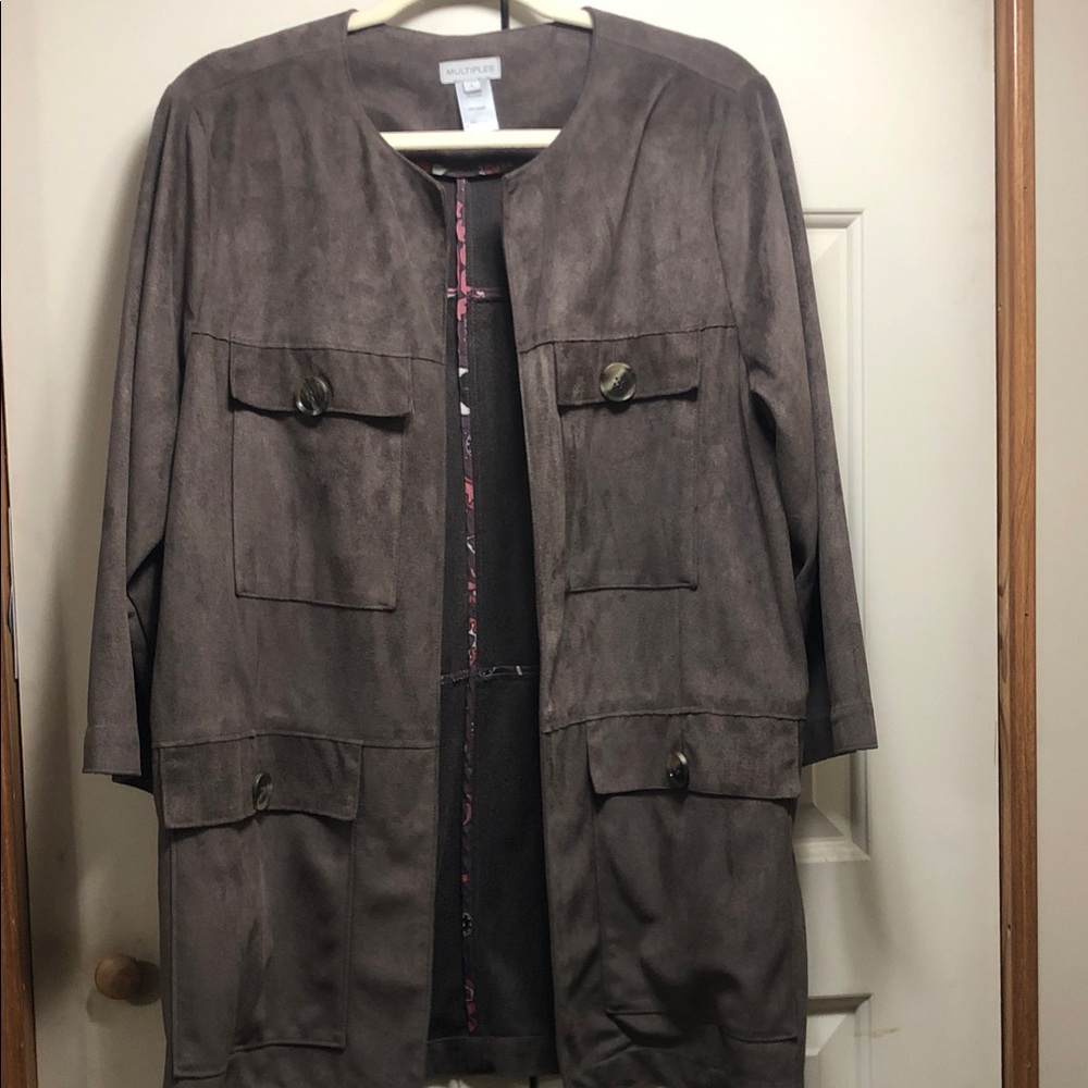 Multiples Taupe Suede-Look Jacket